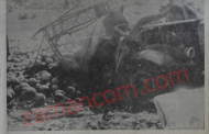 سيارة بطيخ في السلط تتعرض لعدوان من الطيران الاسرائيلي/ 1968/ صورة